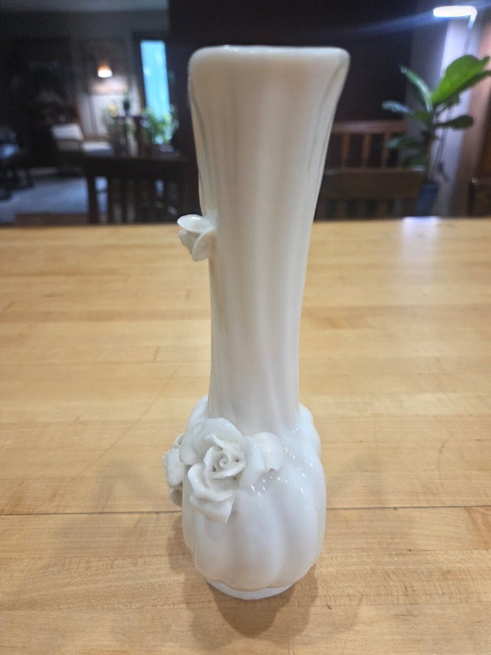 Vintage White Porcelain Ewer Vase With 3D Applied Roses